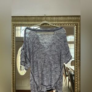 Free People We the Free Grey Cut Out V Neck Oversize Top/Swim Suit Cover